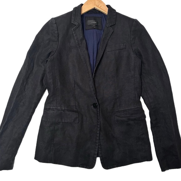 J Crew Black 100% Linen Blazer - Picture 1 of 8